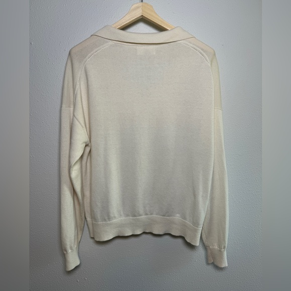 Wilfred Clara Sweater Large Light Birch Ivory Polo Merino Wool Cotton Aritzia - Picture 2 of 14
